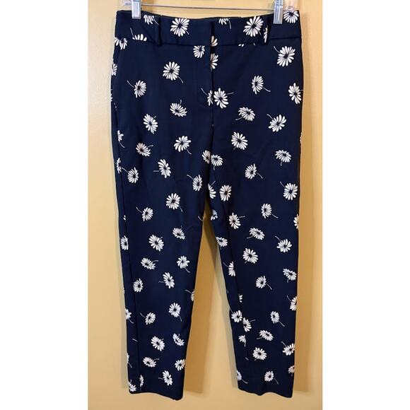 Talbots Black Floral Print Hampshire Ankle Pants Size 8 - Picture 1 of 7